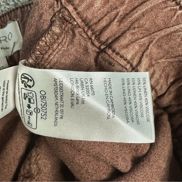 Anthropologie Pilcro Linen Drawstring Pants Medium Brown pockets coastal boho - Picture 9 of 12